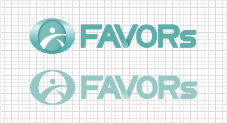 FAVORs 로고 : 영문가로 페이버스 심볼과 영어 이름을 가로로 배치한 로고 이미지